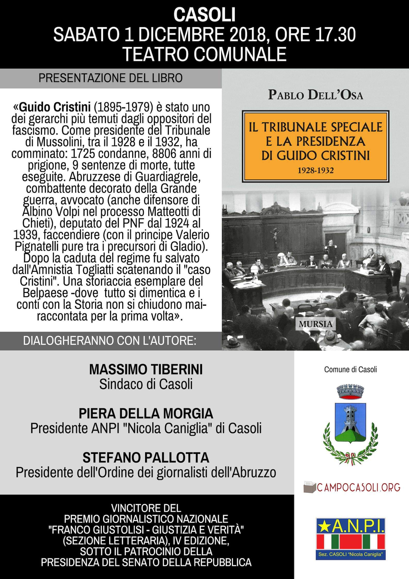 Locandina dell'evento di presentazione del libro