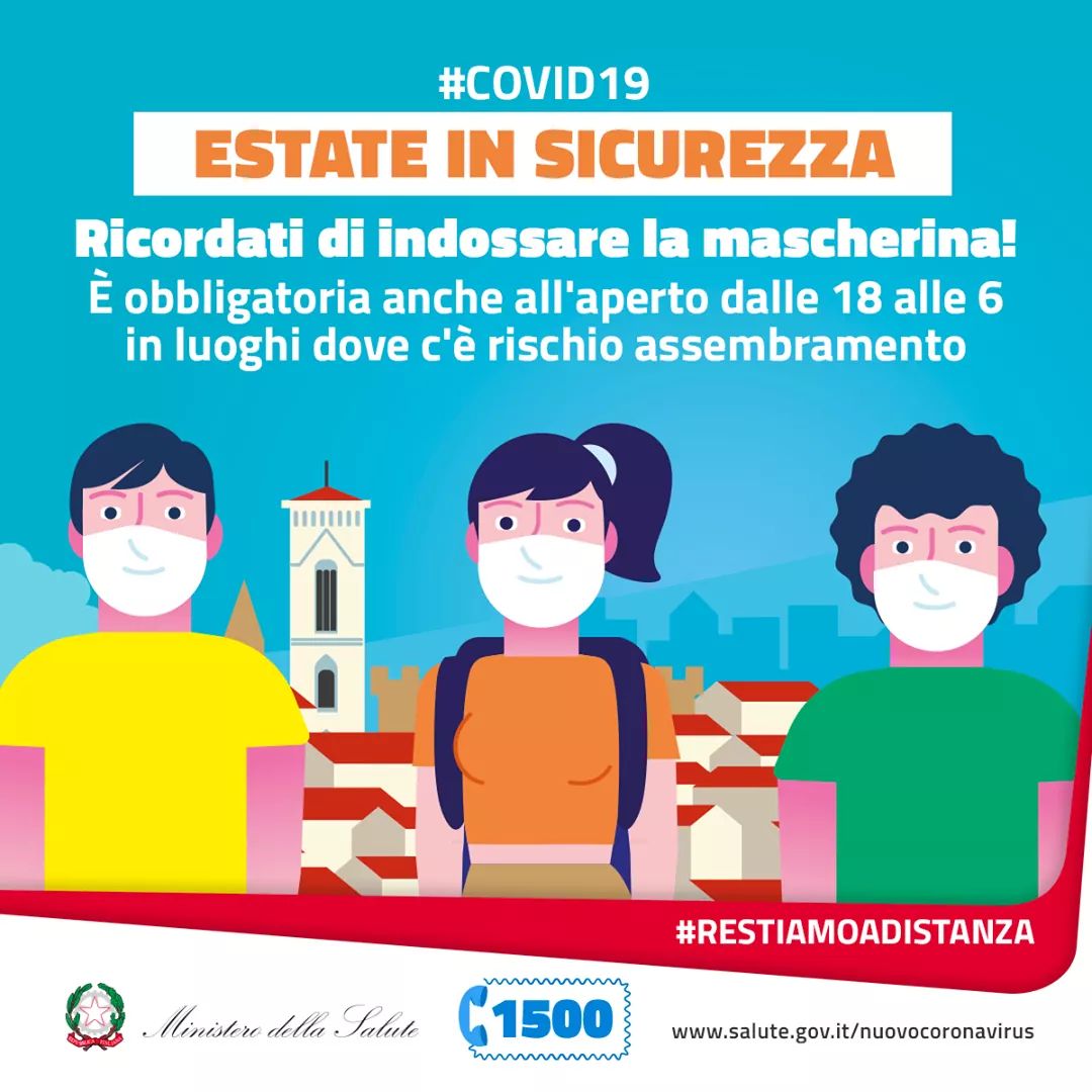 Utilizza la mascherina dalle ore 18 alle ore 6