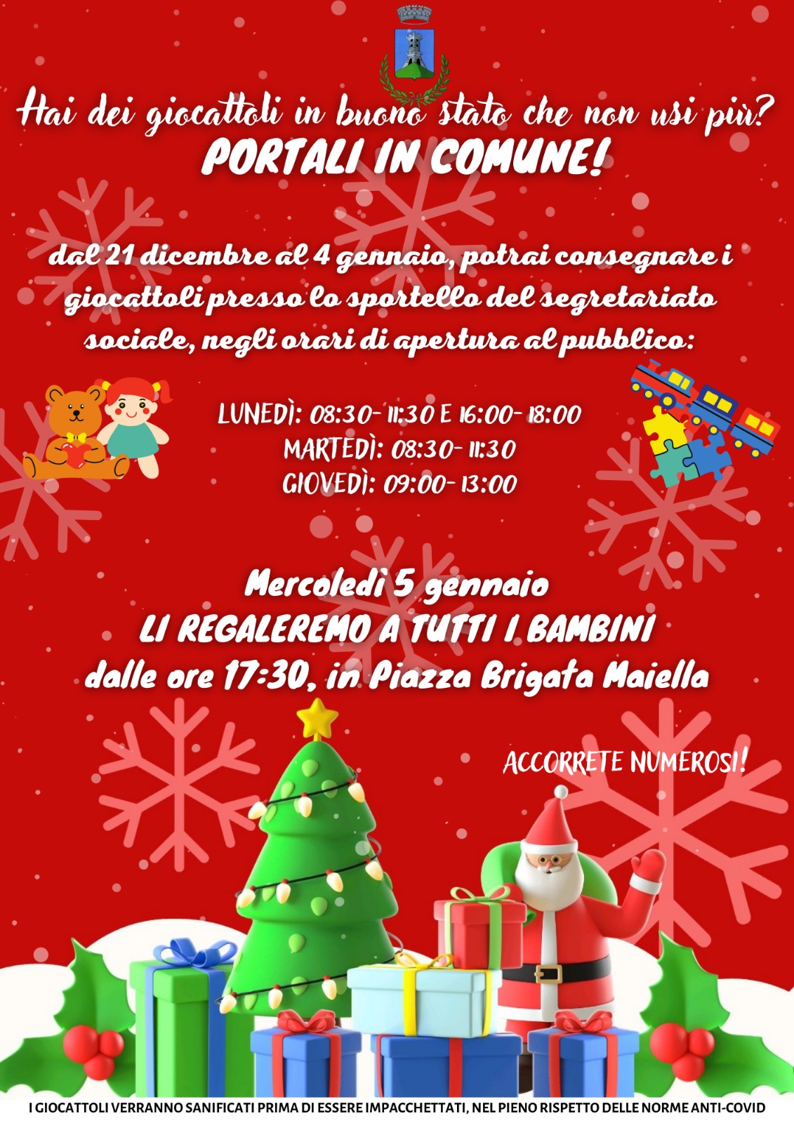 Locandina raccolta giocattoli per il Natale