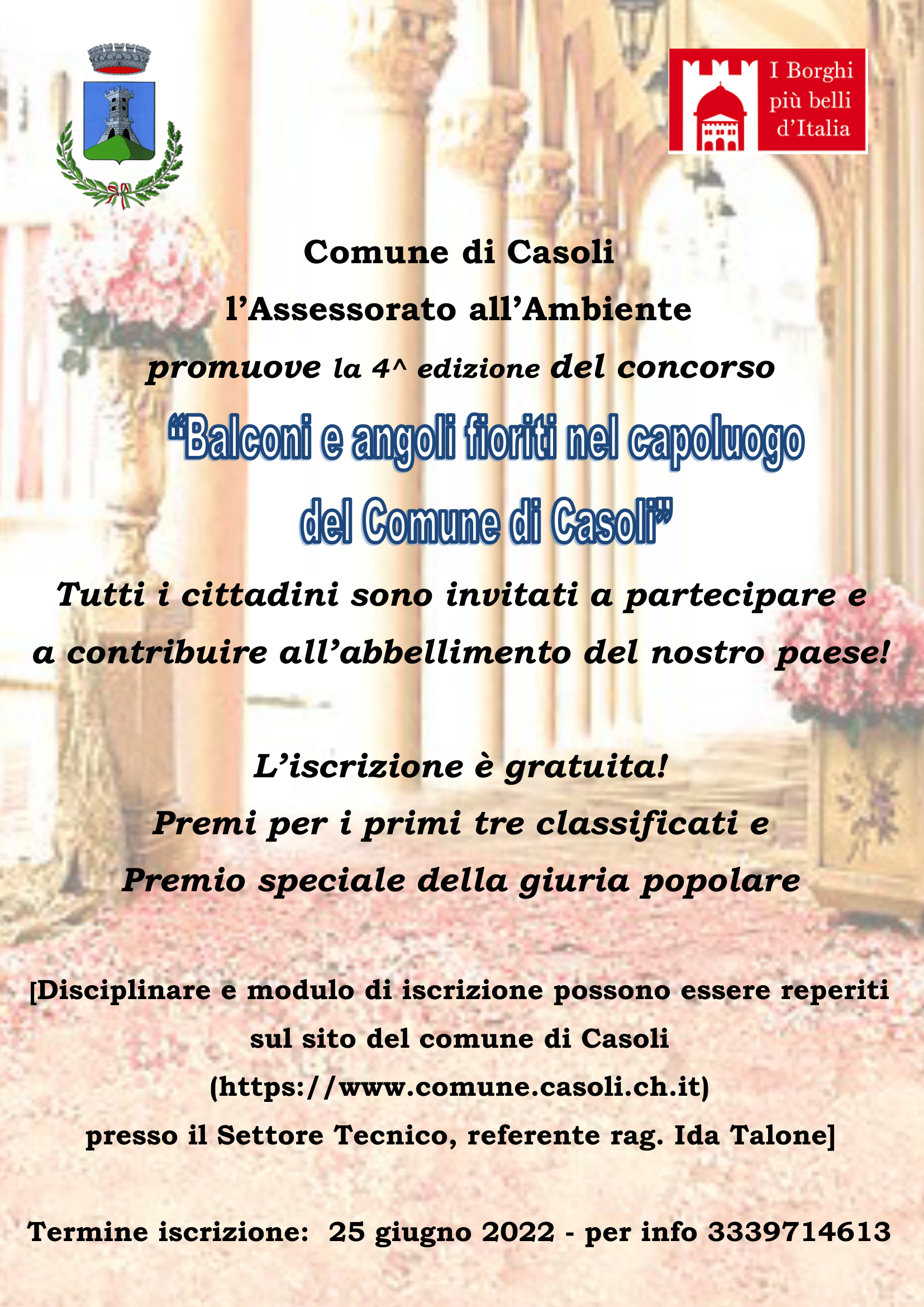 Locandina dell'iniziativa Balconi fioriti 2022 a Casoli