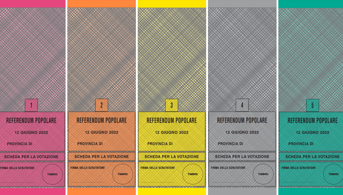 Schede elettorali Referendum Giustizia 2022